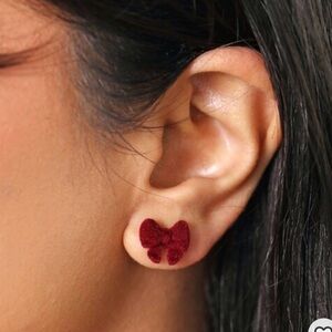 Elegant Red Bow Earrings